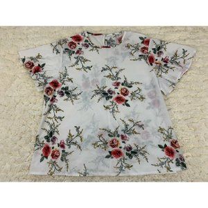 3XL Shein White Sheer Floral Top Coverup Country Farmcore Peasant Blouse Cute!